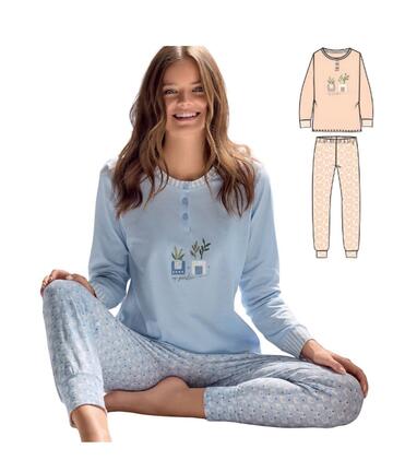 Infiore Mosaic MSC654289 Women's Long-Sleeved Cotton Jersey Pajamas - SITE_NAME_SEO