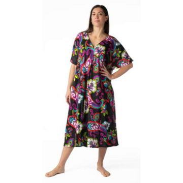 WOMEN'S VISCOSE DRESS WITH AVE NECK SHORT SLEEVE MARILA DILETTA - SITE_NAME_SEO
