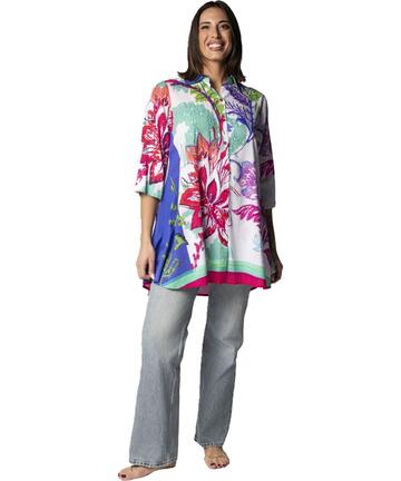 CAMICIONA DONNA COTONE MANICA 3/4 MARILA ON-101 - SITE_NAME_SEO