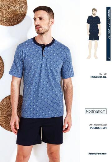 Pigiama uomo corto in jersey di cotone Nottingham PG50031 - SITE_NAME_SEO