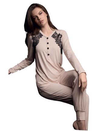 Pigiama donna in viscosa pesante con pizzo Lormar Plaisir PLA654578 - SITE_NAME_SEO