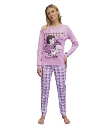 Pigiama donna in jersey di cotone caldo Snoopy PND2701 - SITE_NAME_SEO