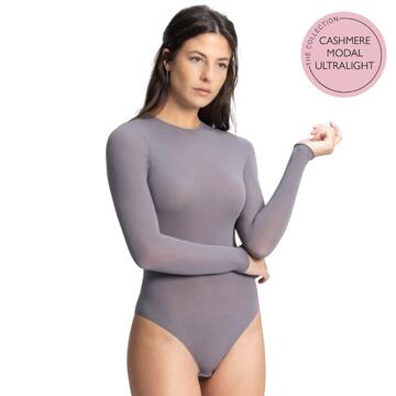Prisco Cash Body Damen-Bodysuit mit langen Ärmeln und Rundhalsausschnitt aus ultraleichtem Kaschmir ml - SITE_NAME_SEO