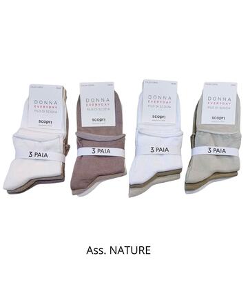 Women's raw cut short socks in stretch cotton Discover Ribes (3 PAIRS) - SITE_NAME_SEO