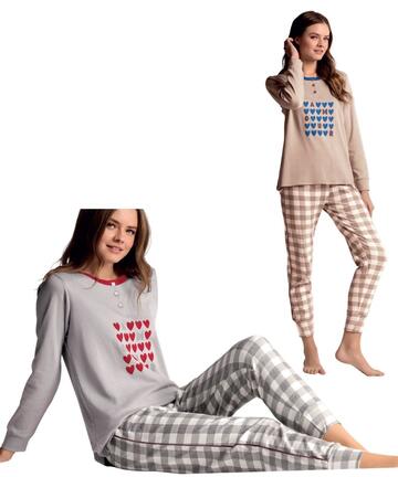 Pigiama donna in jersey di cotone caldo Infiore Scacco Matto SCC654617 - SITE_NAME_SEO