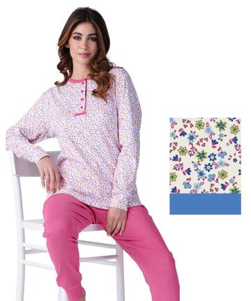 Karelpiu' SK9015 Damen-Pyjama aus warmem Baumwolljersey - SITE_NAME_SEO