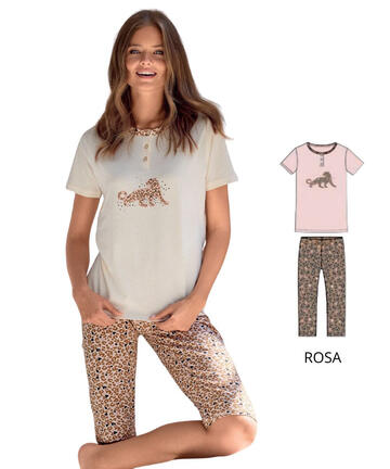 Pigiama donna a manica corta in jersey di cotone Infiore Sauvage SVG654191 - SITE_NAME_SEO
