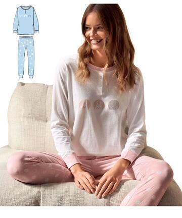 Infiore Sweetheart SWT654003 Women's Long-Sleeved Cotton Jersey Pajamas - SITE_NAME_SEO