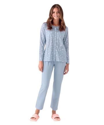 Infiore Sweetheart SWT654006 Women's Long-Sleeved Open-Back Cotton Jersey Pajamas - SITE_NAME_SEO
