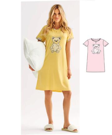 Camicia da notte donna a manica corta in jersey di cotone Infiore Theodore THD632375 - SITE_NAME_SEO