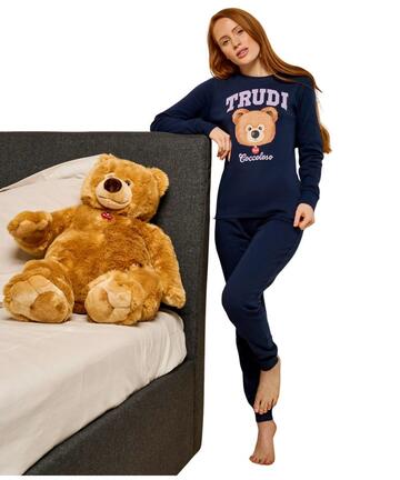 Pigiama donna a manica lunga in jersey di cotone caldo Trudi TRD0895 - SITE_NAME_SEO