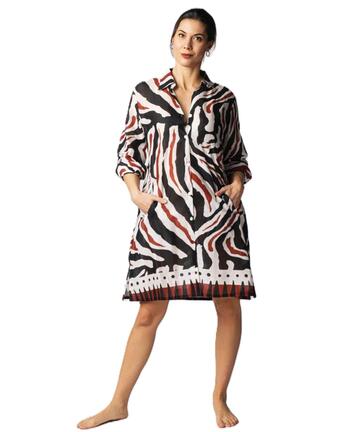 Abito donna manica 3/4 in voile di cotone fantasia Marila art. Turkia - SITE_NAME_SEO