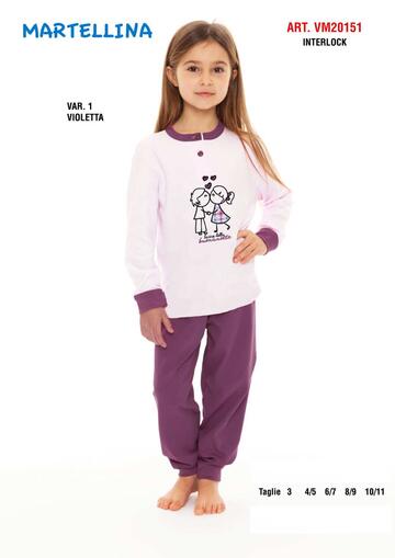 Pigiama da bambina in CALDO cotone Martellina VM20151 - SITE_NAME_SEO