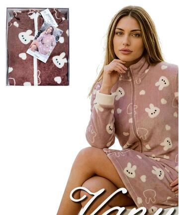 Vestaglia donna con zip in caldo pile coral Vanuè VS1725 - SITE_NAME_SEO