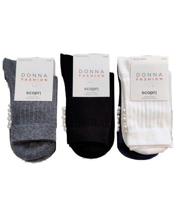 Women's short socks in warm cotton with pearls. Discover Prisco Vanity. - SITE_NAME_SEO