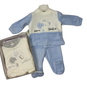 Newborn chenille set Size: 0, 1, 3 Months Color: Light Blue and Milk - SITE_NAME_SEO