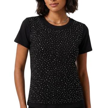 T-SHIRT DONNA MANICA CORTA CON STRASS FLORA FL5017 - SITE_NAME_SEO