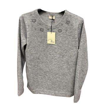 MAGLIA DONNA GIROCOLLO CON DECORO STRASS FLORA 2545