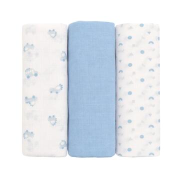 SQUARE GAUZE MUSLINS FOR NEWBORNS SET OF 3 PADDLES IX4004 - SITE_NAME_SEO