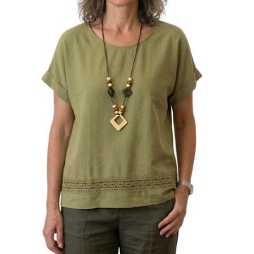 BLUSA DONNA MANICHE CORTE EFFETTO LINO CHIARA AUTIERI MA4093 - SITE_NAME_SEO