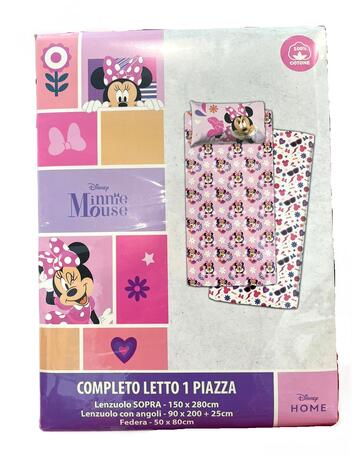 COMPLETO LETTO BAMBINA COTONE DISNEY MINNIE 1 PIAZZA - SITE_NAME_SEO