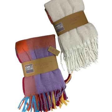 ENRICO COVERI MOHAIR FLEECE PLAID MIT FRANSEN 140X190 - SITE_NAME_SEO