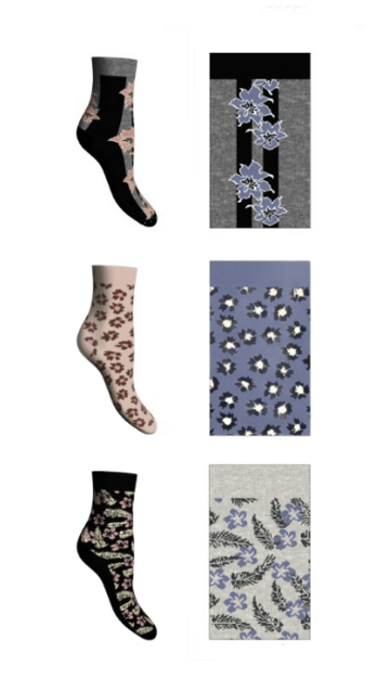 Short women's socks in TRI-PACK assorted pattern - SITE_NAME_SEO