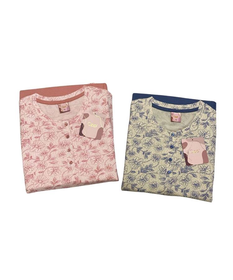 Pigiama donna a serafino in jersey di cotone Cippi 1026 Cippi
