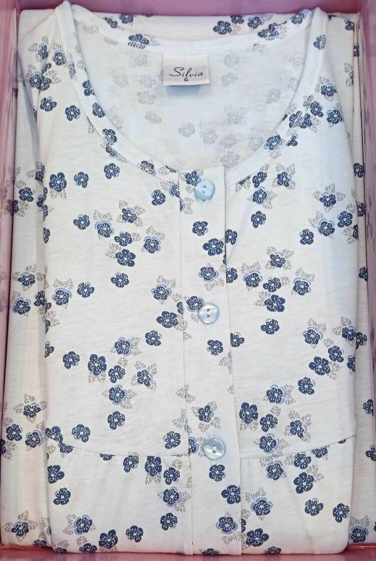Camicia Da Notte Donna In Cotone 100%, Maniche Corte, Con Strisce E Tasche Laterali, Taglie S-XXL (Nero, Rosa, Azzurro, Grigio)