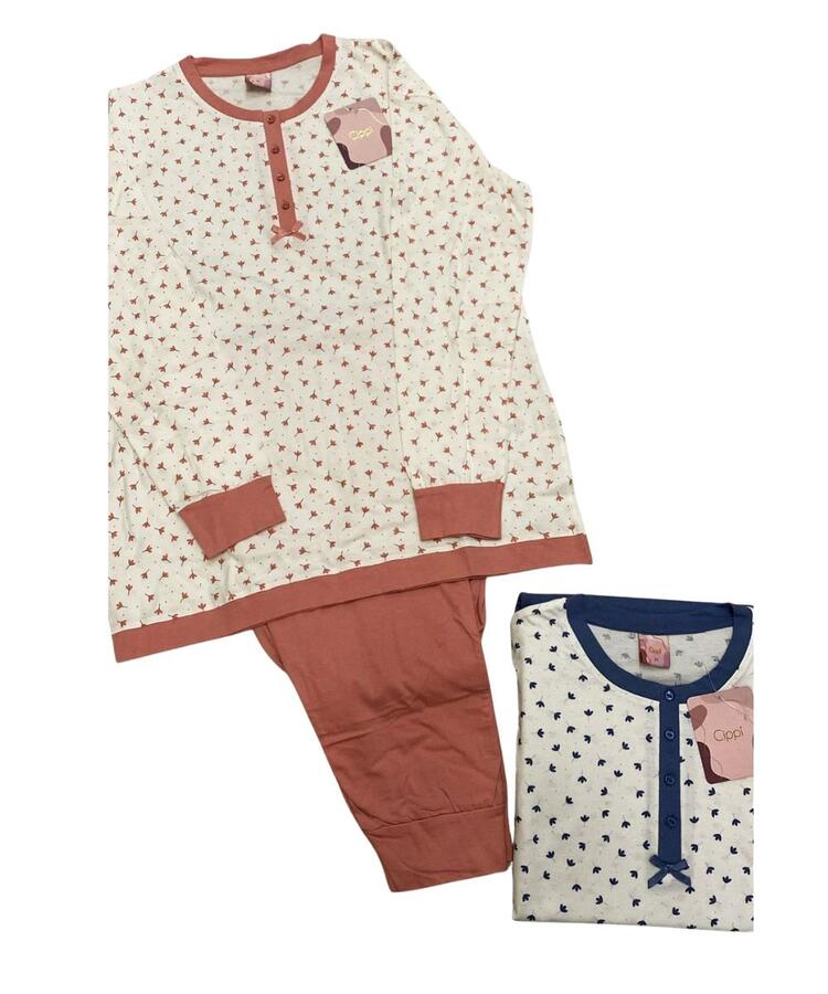 Pigiama donna a serafino in jersey di cotone Cippi 1031 Cippi