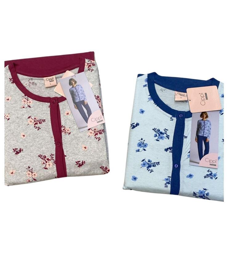 Pigiama donna aperto in jersey di cotone Smarty by Cippi 1070 SMARTY BY CIPPI
