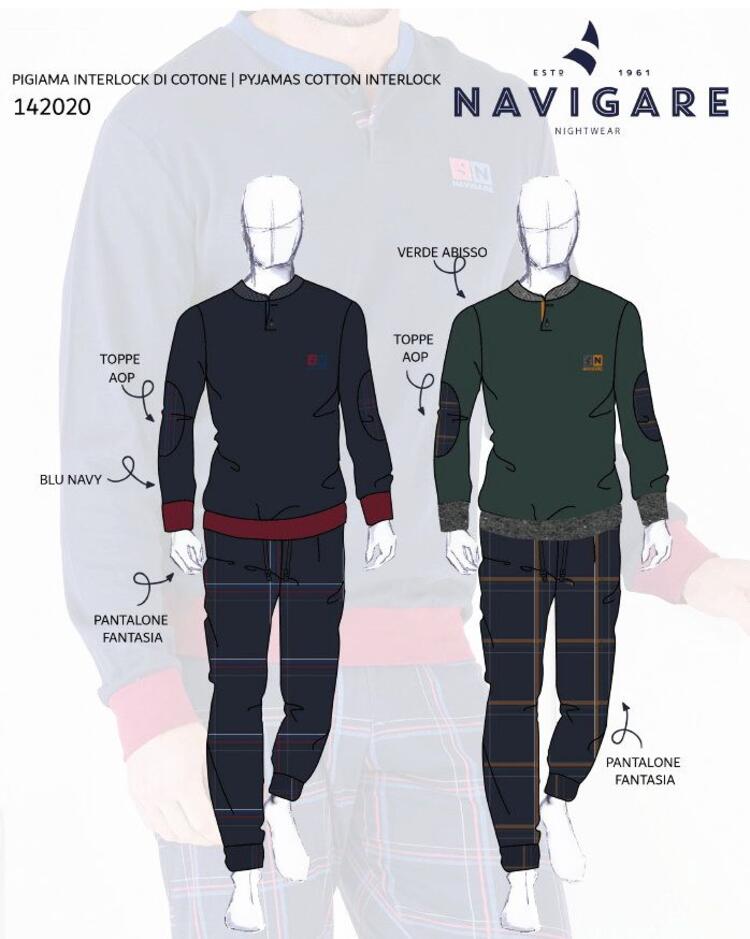 Pigiama uomo in jersey di cotone caldo Navigare 142020 Navigare Home