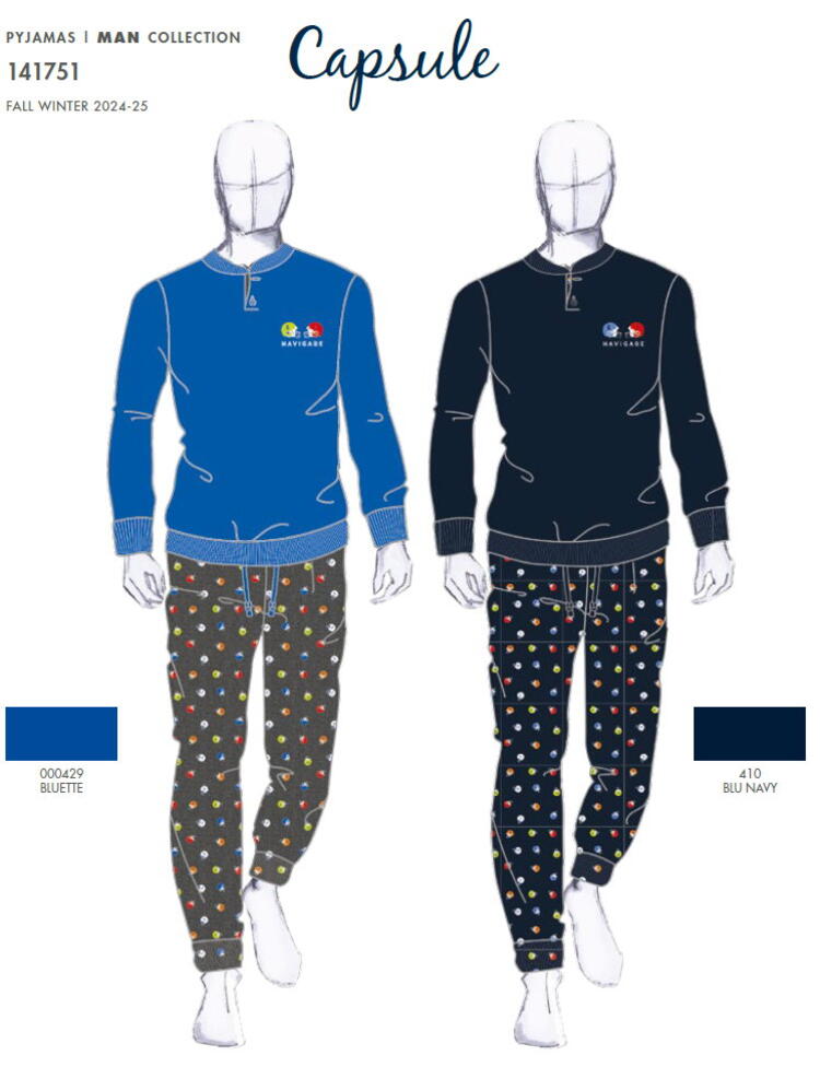 Men's pajamas in warm cotton jersey Navigare 141751 Navigare