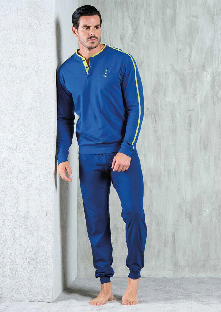 Men's calibrated cotton jersey long sleeve pajamas Navigare 141800C Navigare