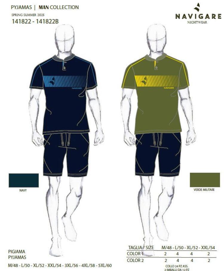 Pigiama uomo a manica corta in cotone Navigare 141822 Navigare