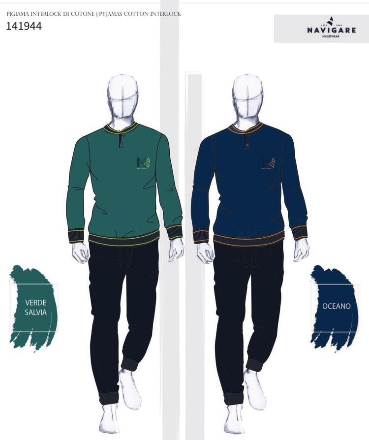 Pigiama uomo in jersey di cotone caldo Navigare 141944 Navigare Home