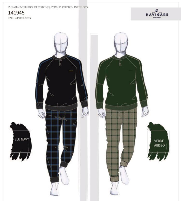 Pigiama uomo in jersey di cotone caldo Navigare 141945 Navigare Home