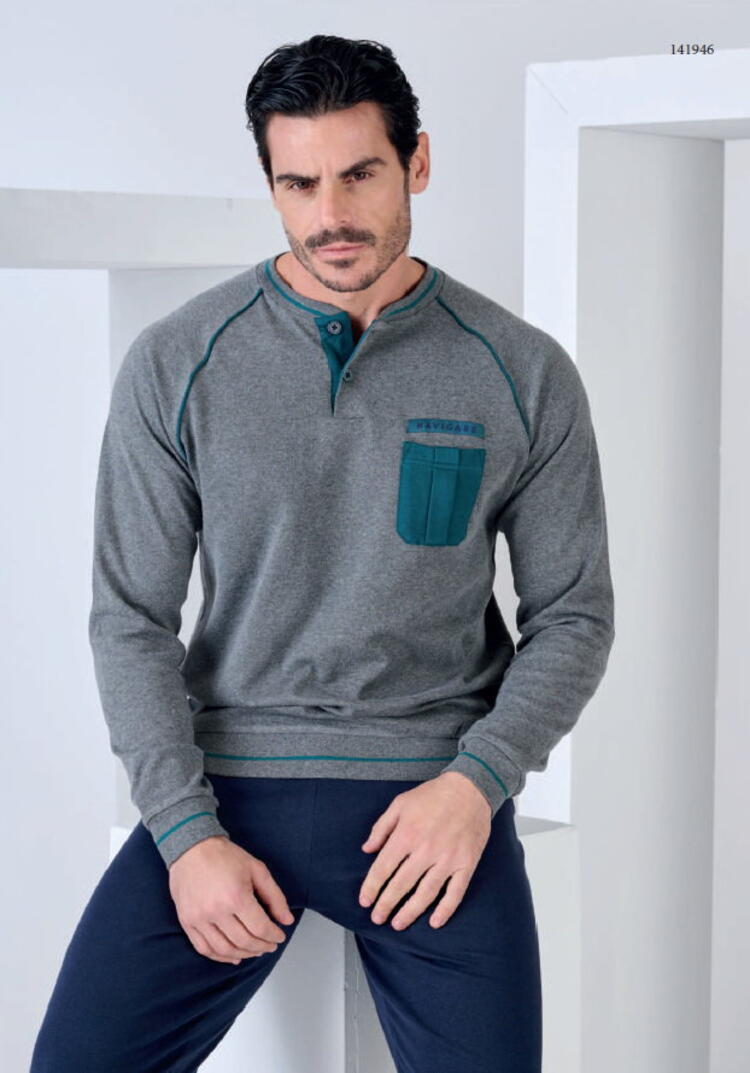 Pigiama uomo in jersey di cotone caldo Navigare 141946 Navigare Home