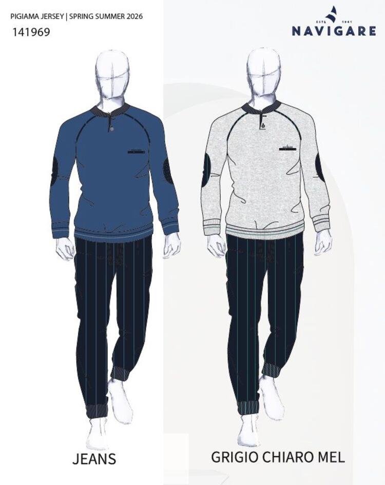 Pigiama uomo in jersey di cotone a manica lunga Navigare 141969 Navigare Home