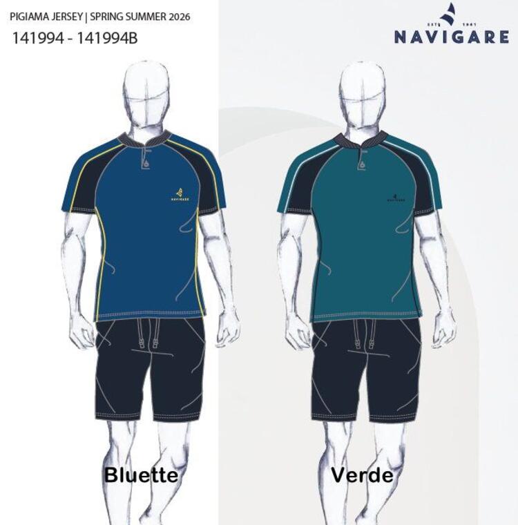 Pigiama uomo a manica corta in cotone Navigare 141994 Navigare Home