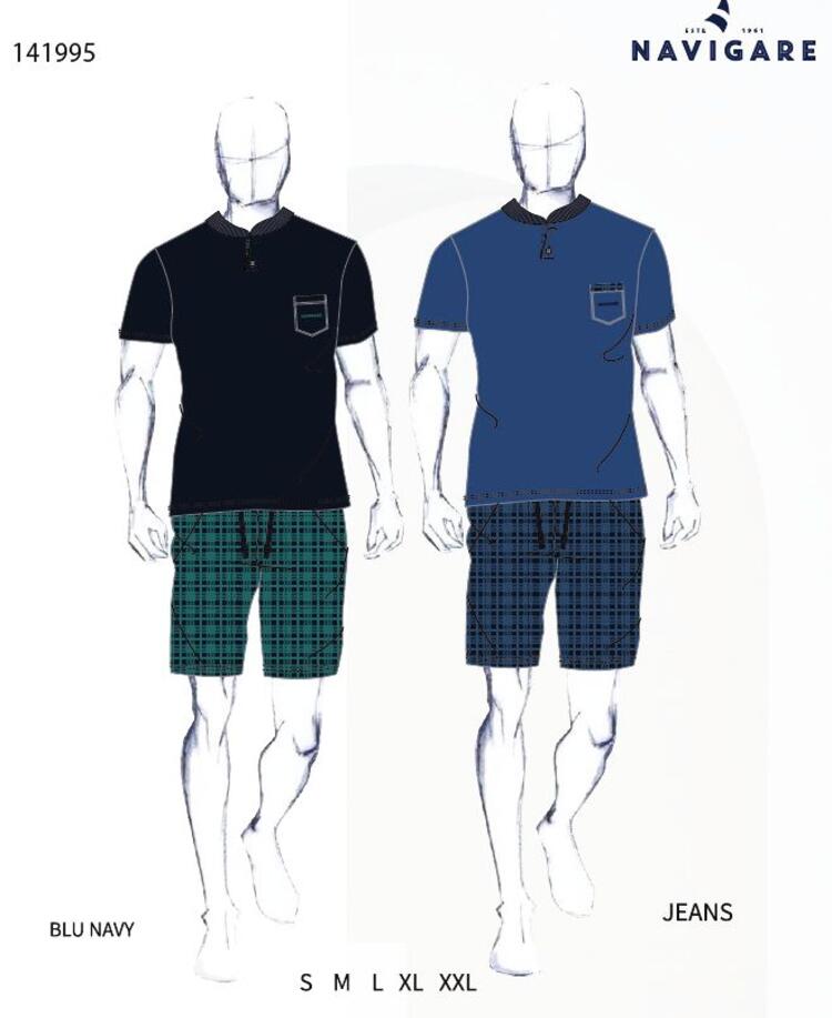 Pigiama uomo a manica corta in cotone Navigare 141995 Navigare Home