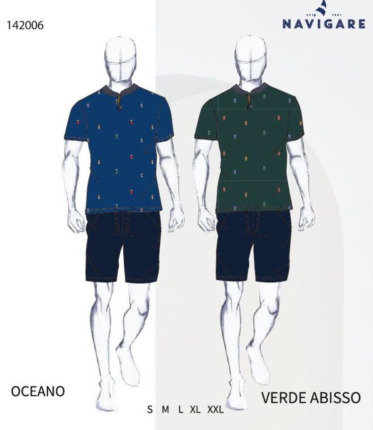 Pigiama uomo a manica corta in cotone Navigare 142006 Navigare Home