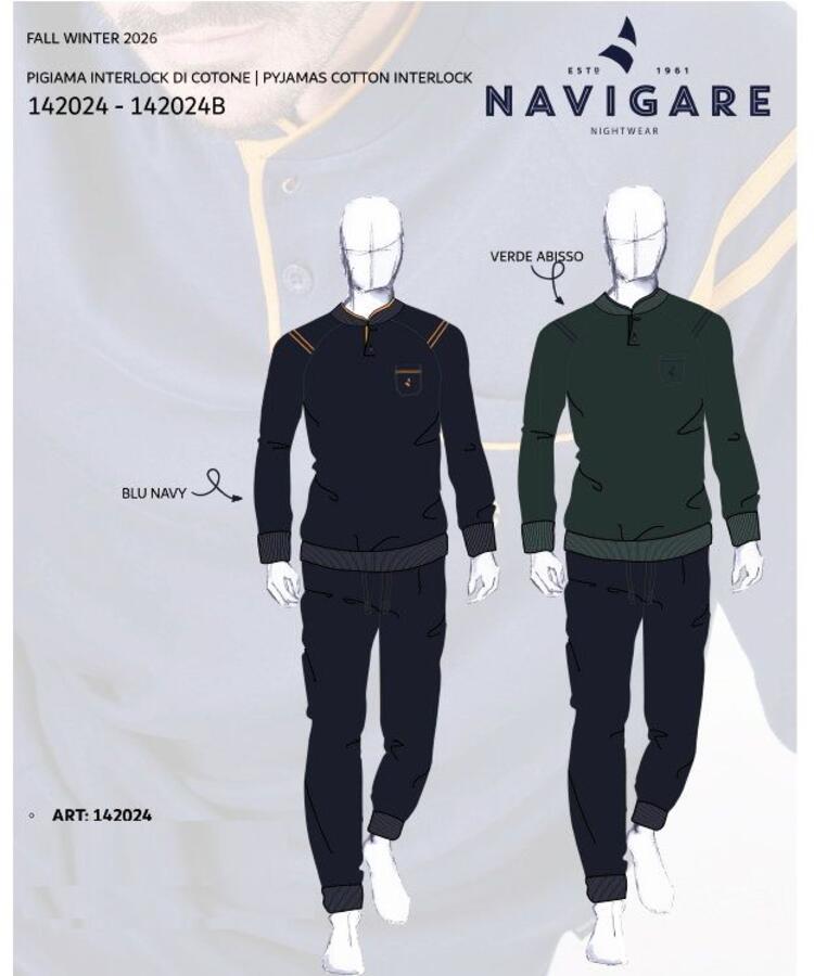 Pigiama uomo in jersey di cotone caldo Navigare 142024 Navigare Home