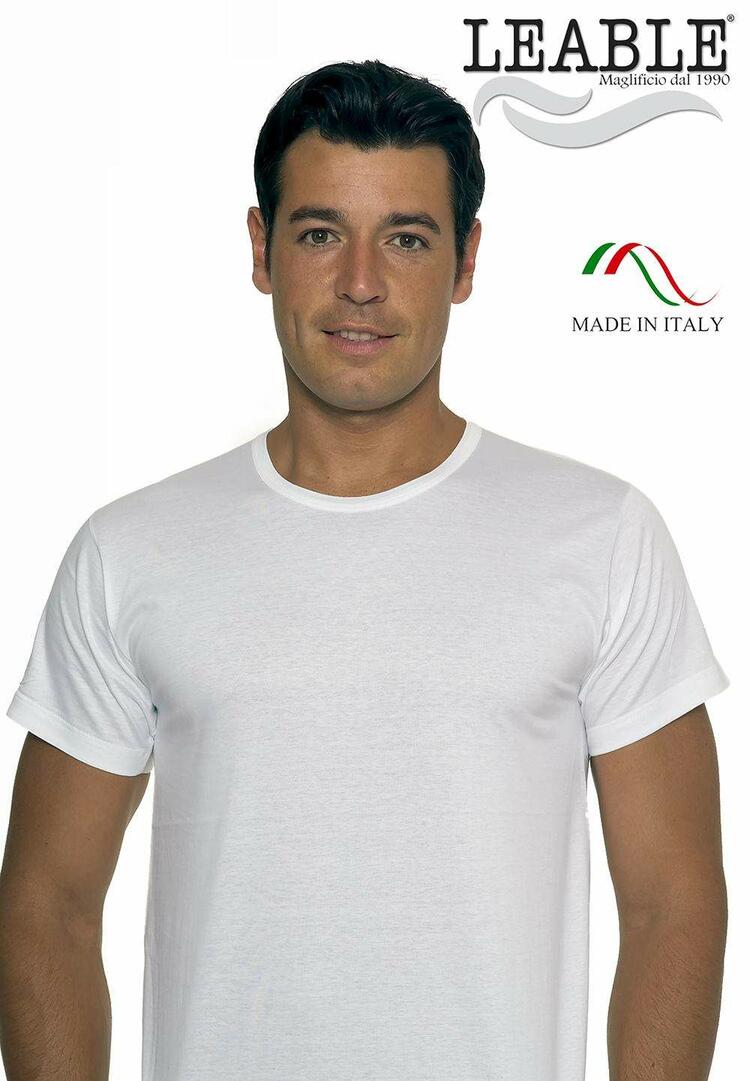 T-shirt uomo in cotone mercerizzato girocollo Leable 1421 Tg.4/7 Bianco Leable