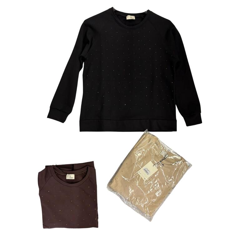 FELPA DONNA MANICA LUNGA STRASS FLORA 15/450 FLORA