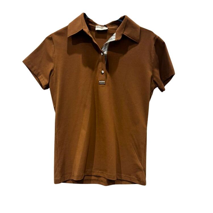 Roselux Maglietta Donna Maniche Corte Scollo A V Profondo - Jersey Morbido - Marrone, Taglia M