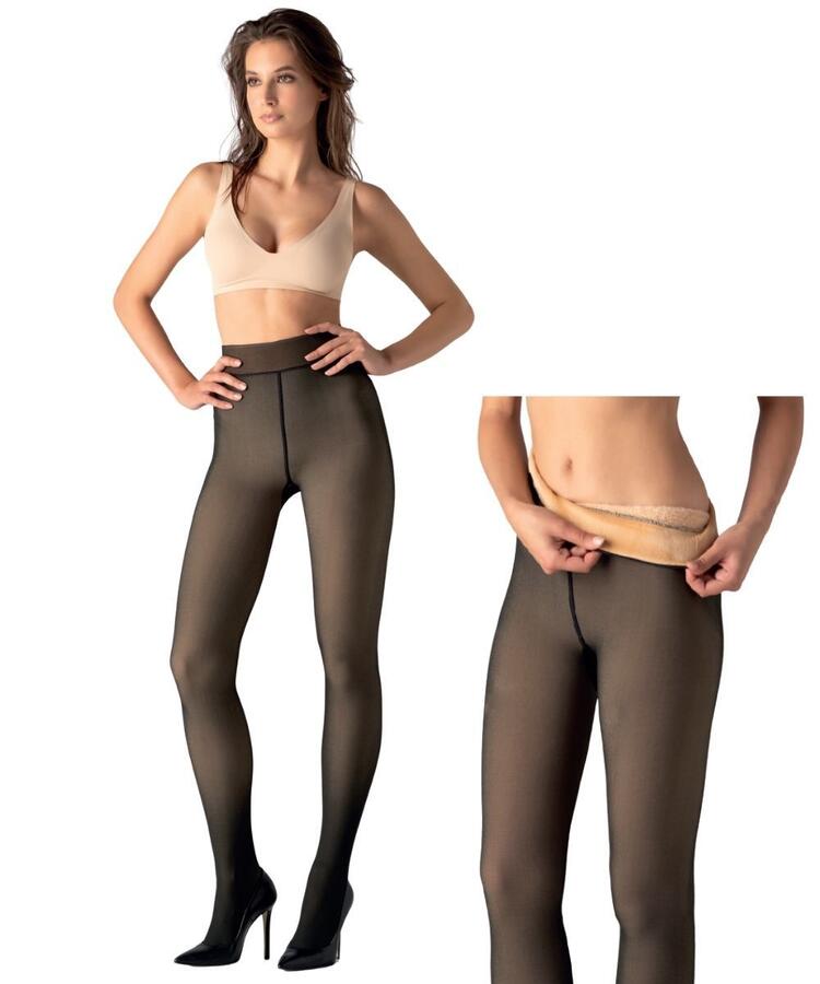 Collant donna effetto velato con calda felpa orsetto interna Gladys COD1787 Gladys