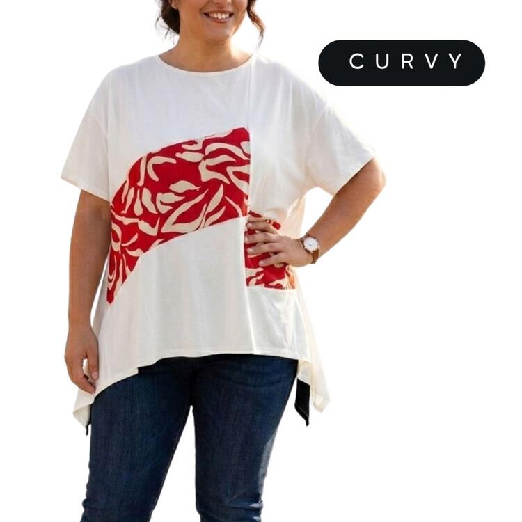 MAGLIA OVER DONNA MEZZA MANICA FLORA CURVY 1855 FLORA