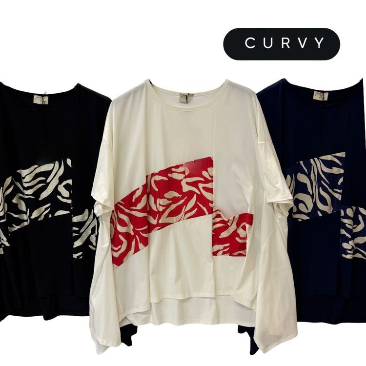 MAGLIA OVER DONNA MEZZA MANICA FLORA CURVY 1855 FLORA