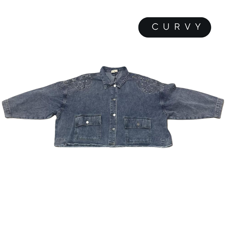 WOMEN'S DENIM JACKET WITH STUDS FLORA CURVY ML0061 FLORA